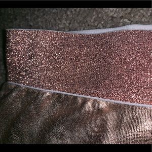 Glitter Large Waist Band Foil Skirt Rose Gold